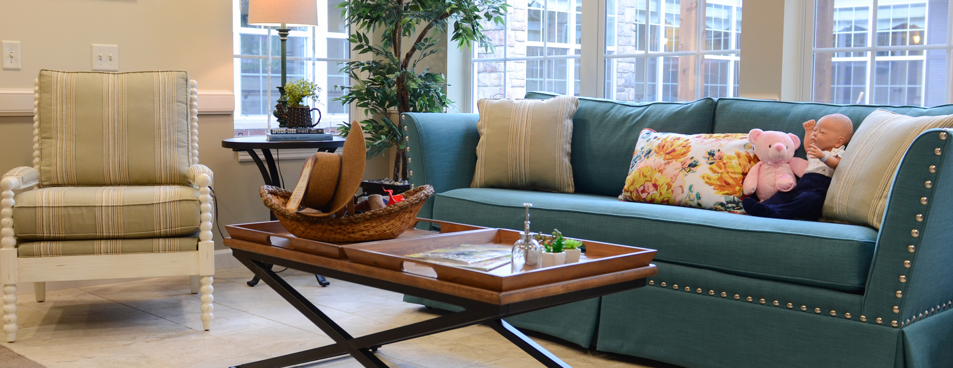 Curl up with a good book in the sunroom at Bickford of Aurora