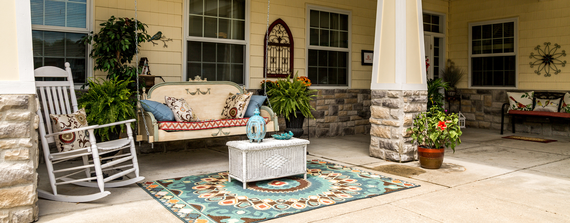 Relax in your favorite chair on the porch at Bickford of Battle Creek