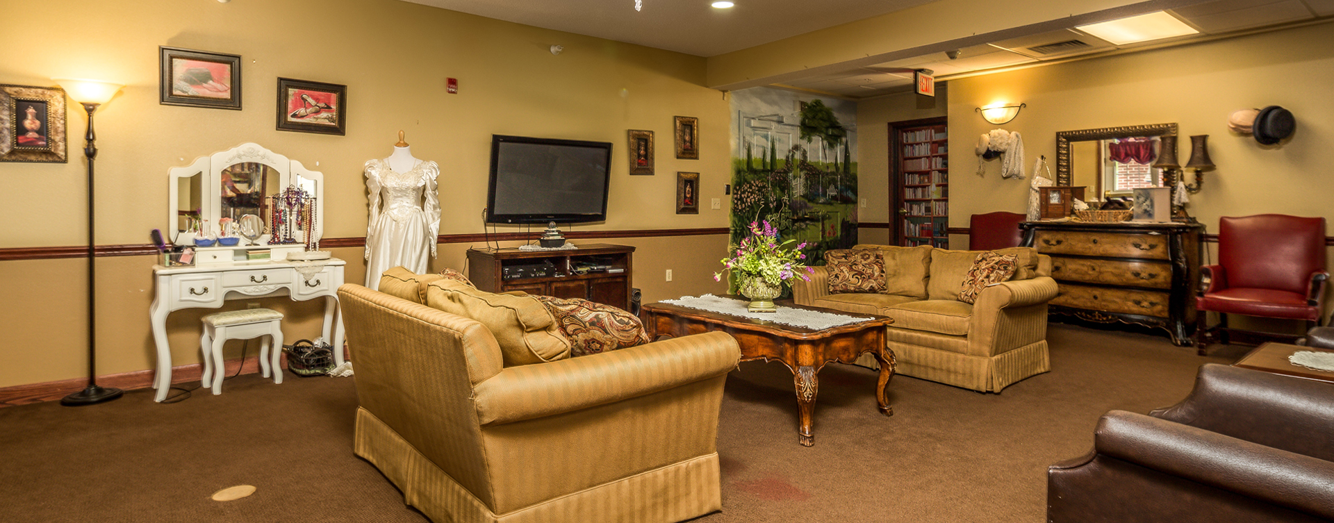 Chairs and sofas sit higher and are easier to get in and out of in the Mary B’s living room at Bickford of Battle Creek