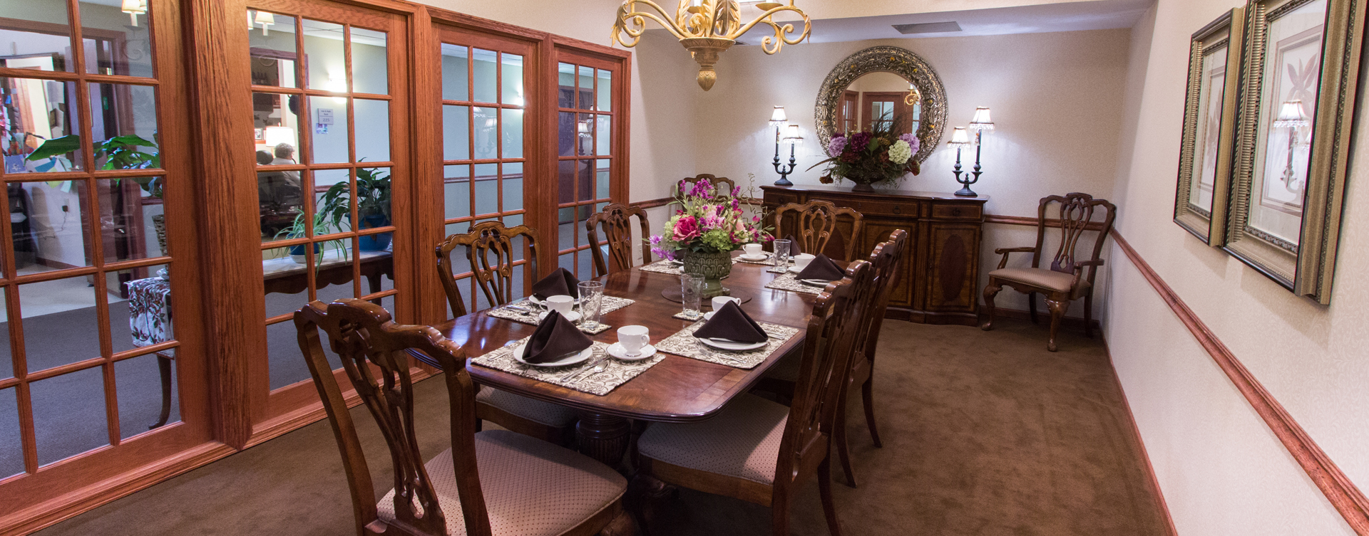 Food is best when shared with family and friends in the private dining room at Bickford of Bourbonnais