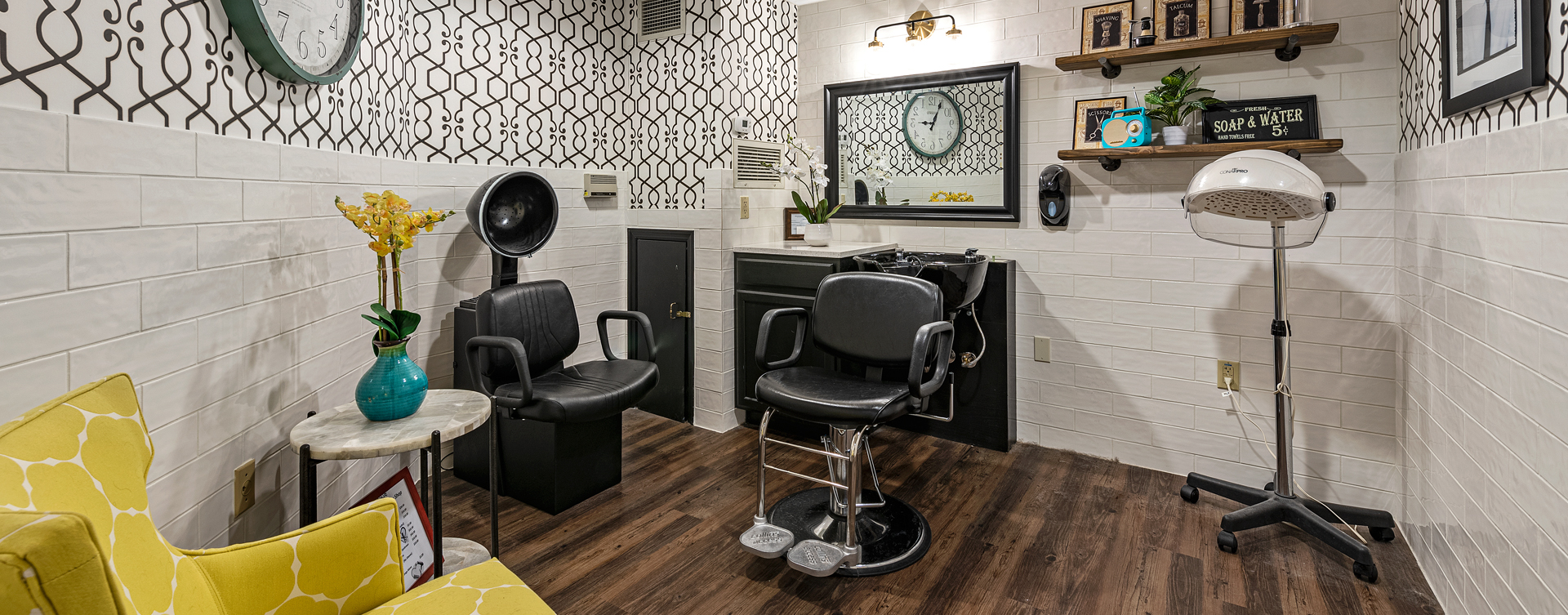 Receive personalized, at-home treatment from our stylist in the salon at Bickford of Bexley