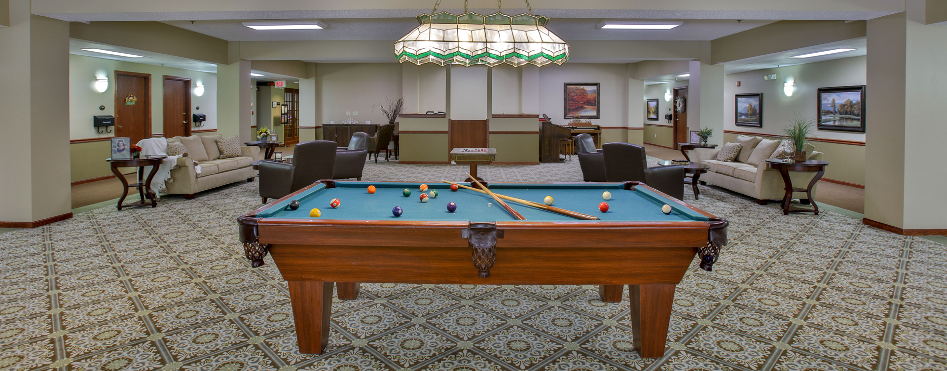Enjoy a game of pool with friends at Bickford of Bloomington