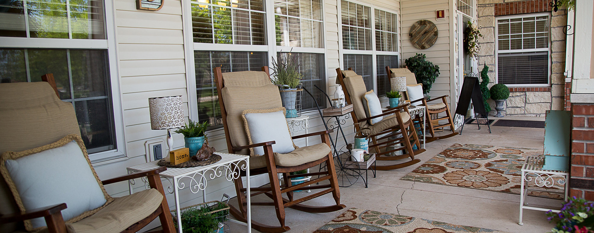 Relax in your favorite chair on the porch at Bickford of Burlington