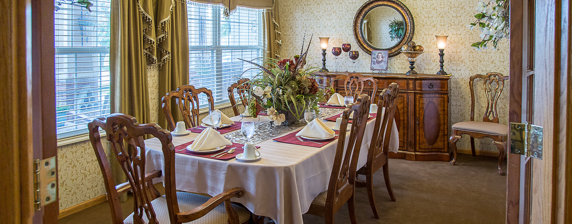 Have fun with themed and holiday meals in the private dining room at Bickford of Burlington