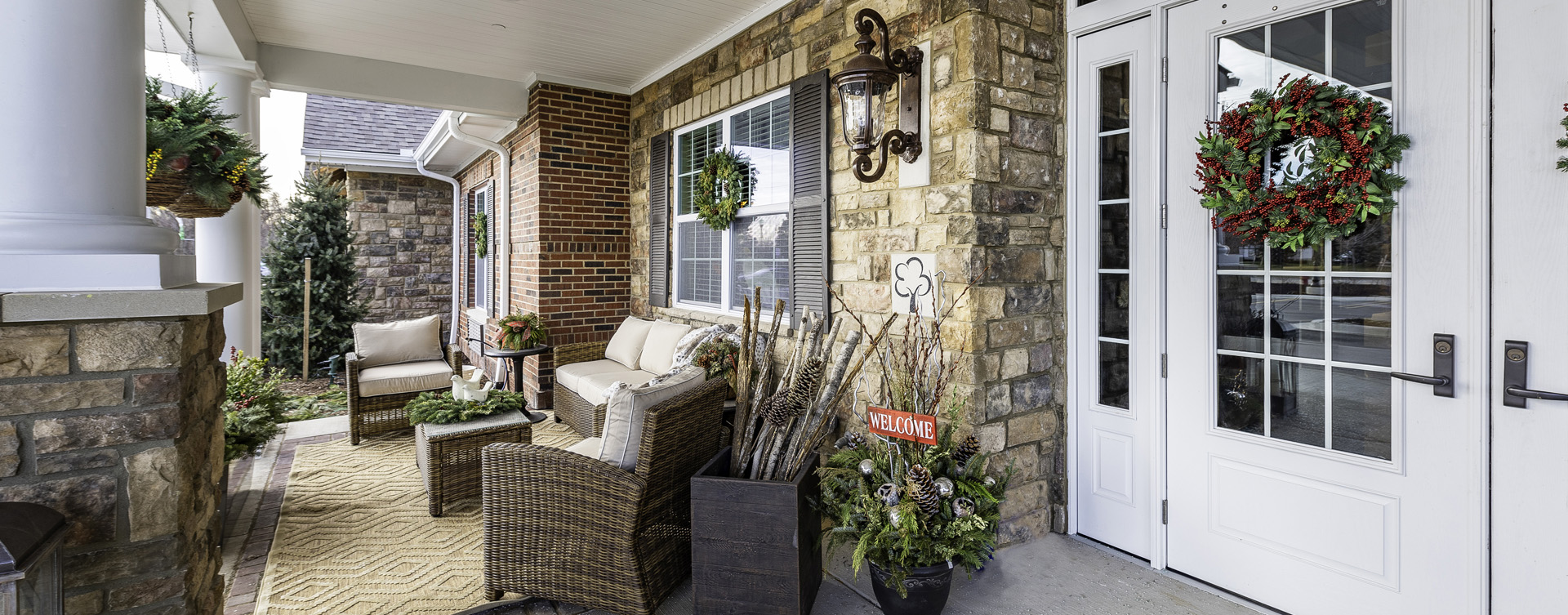 Enjoy conversations with friends on the porch at Bickford of Canton