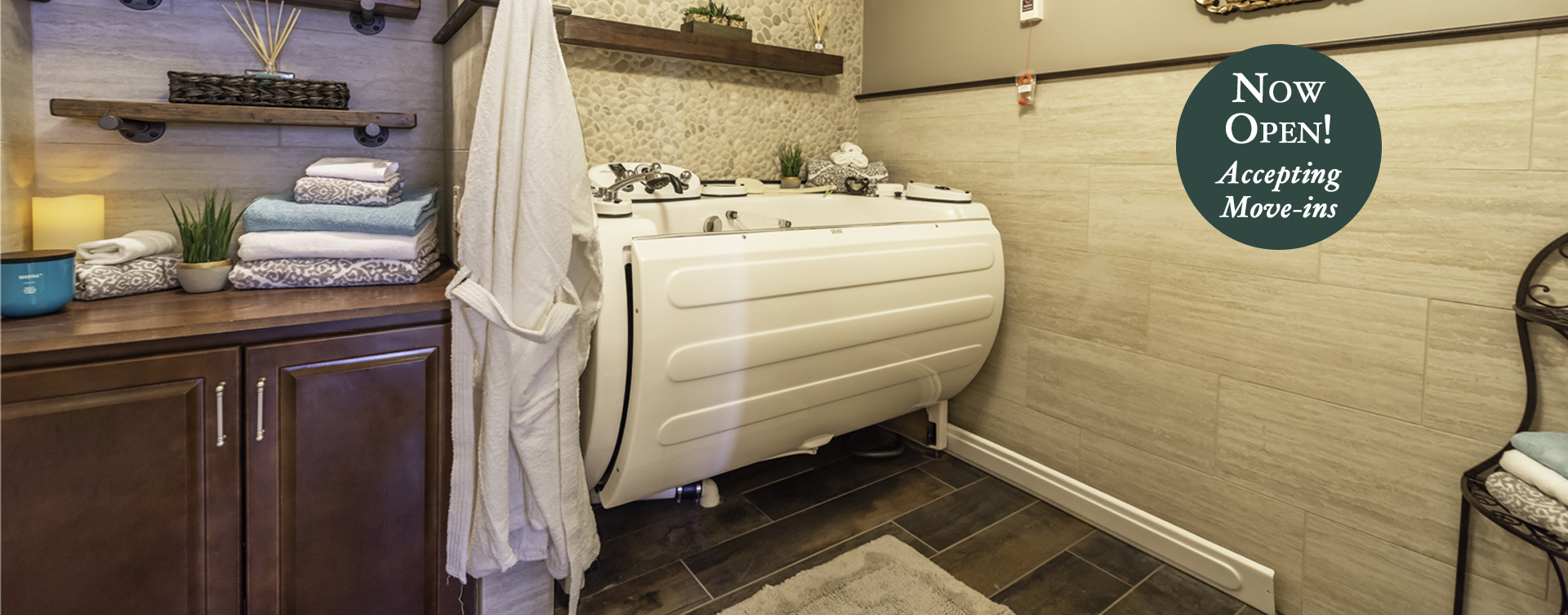 With an easy access design, our whirlpool allows you to enjoy a warm bath safely and comfortably at Bickford of Canton