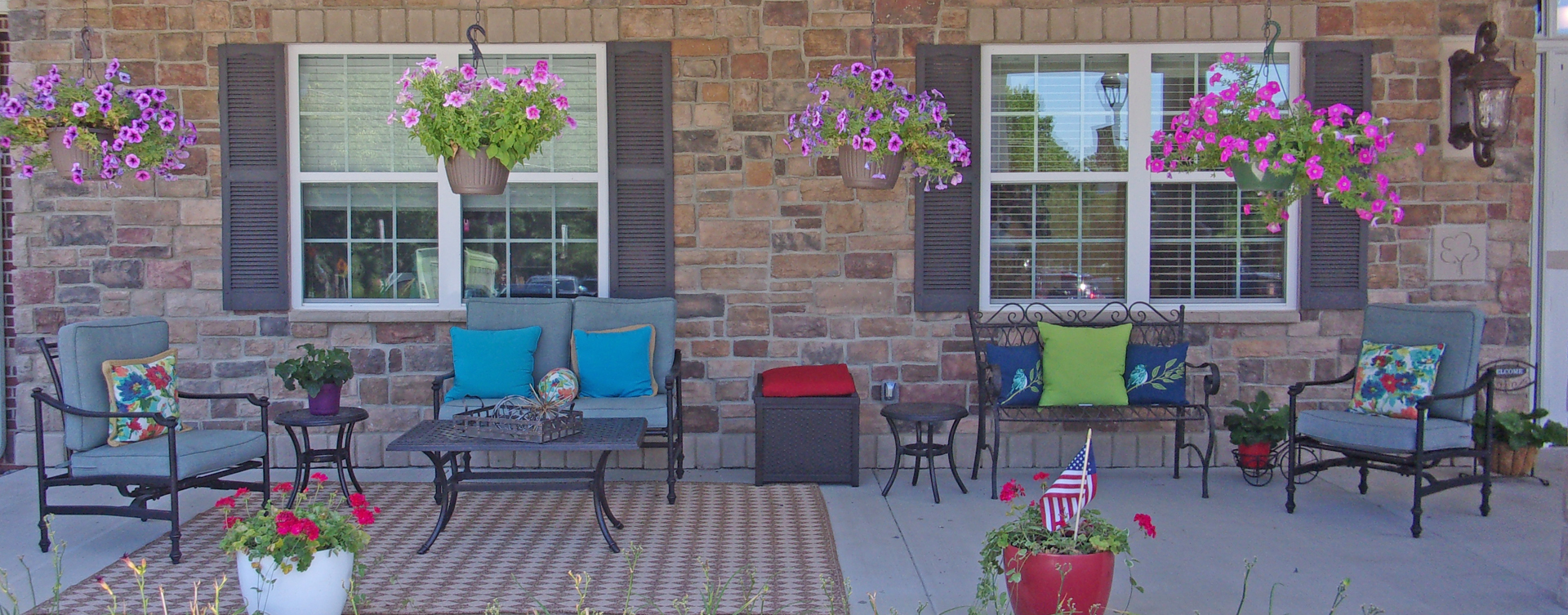 Relax in your favorite chair on the porch at Bickford of Chesterfield
