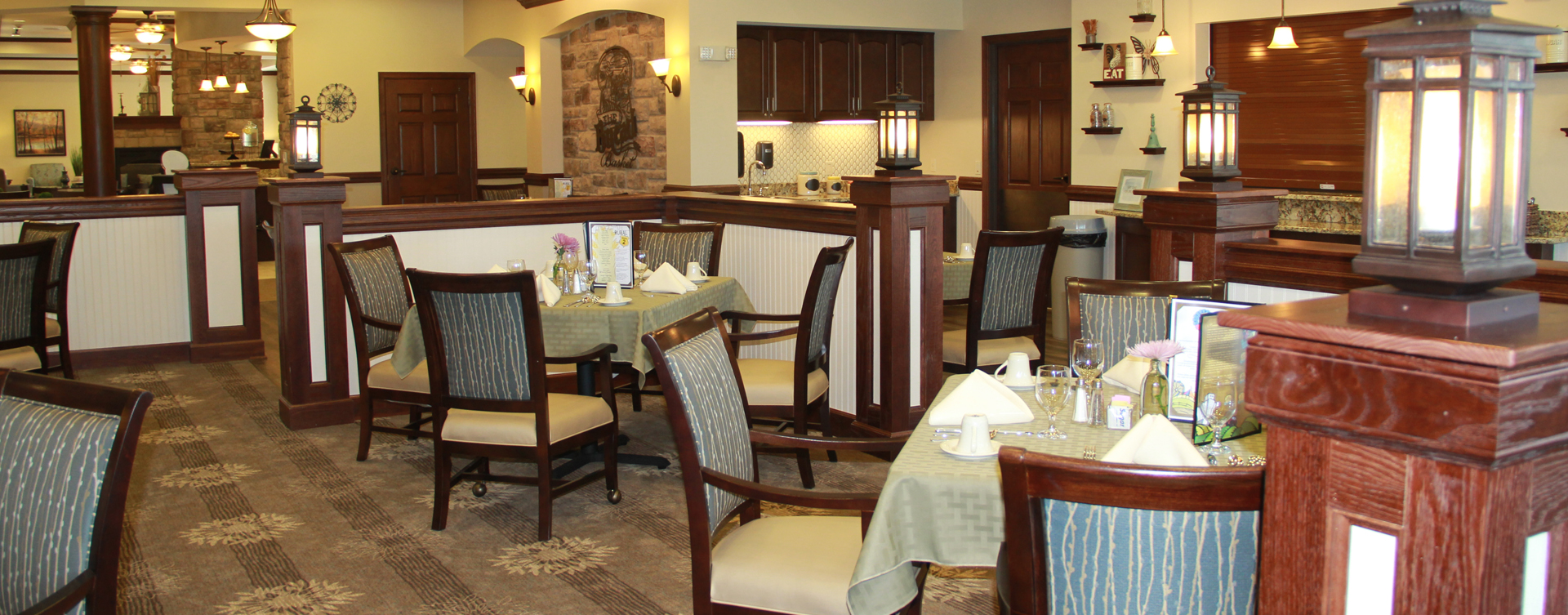 Enjoy restaurant -style meals served three times a day in our dining room at Bickford of Chesterfield