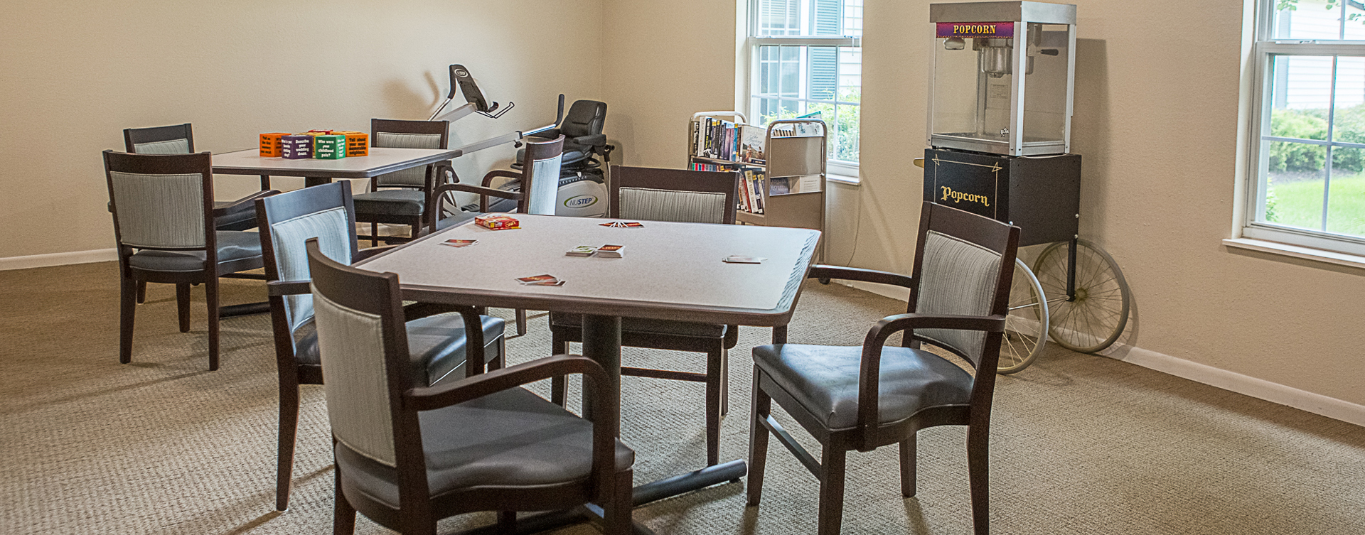 Enjoy a good card game with friends in the activity room at Bickford of Clinton