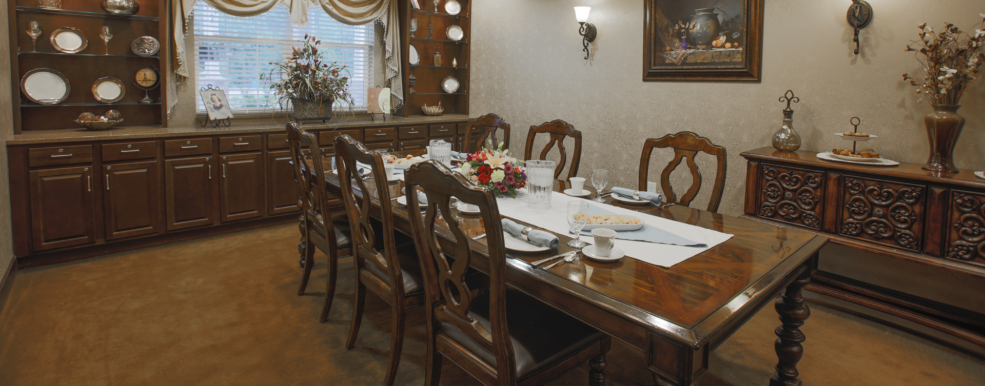 Food is best when shared with family and friends in the private dining room at Bickford of Carmel