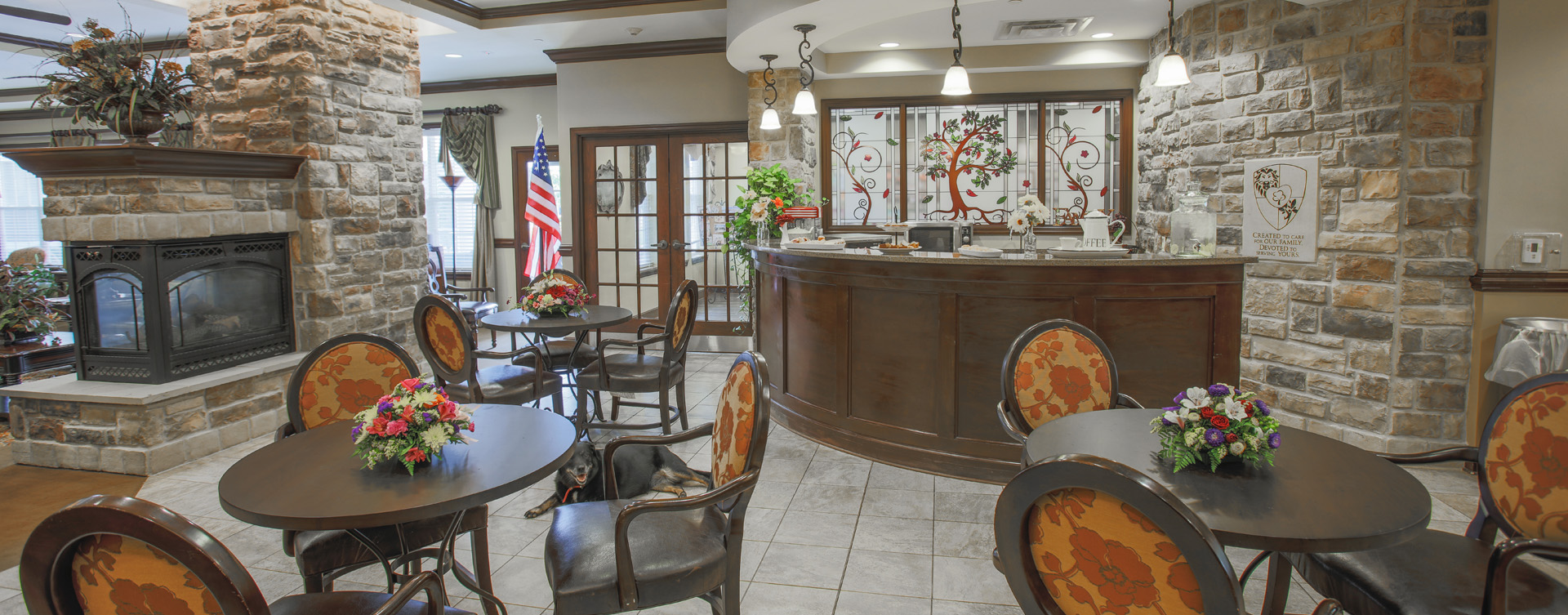 Mingle and converse with old and new friends alike in the bistro at Bickford of Carmel