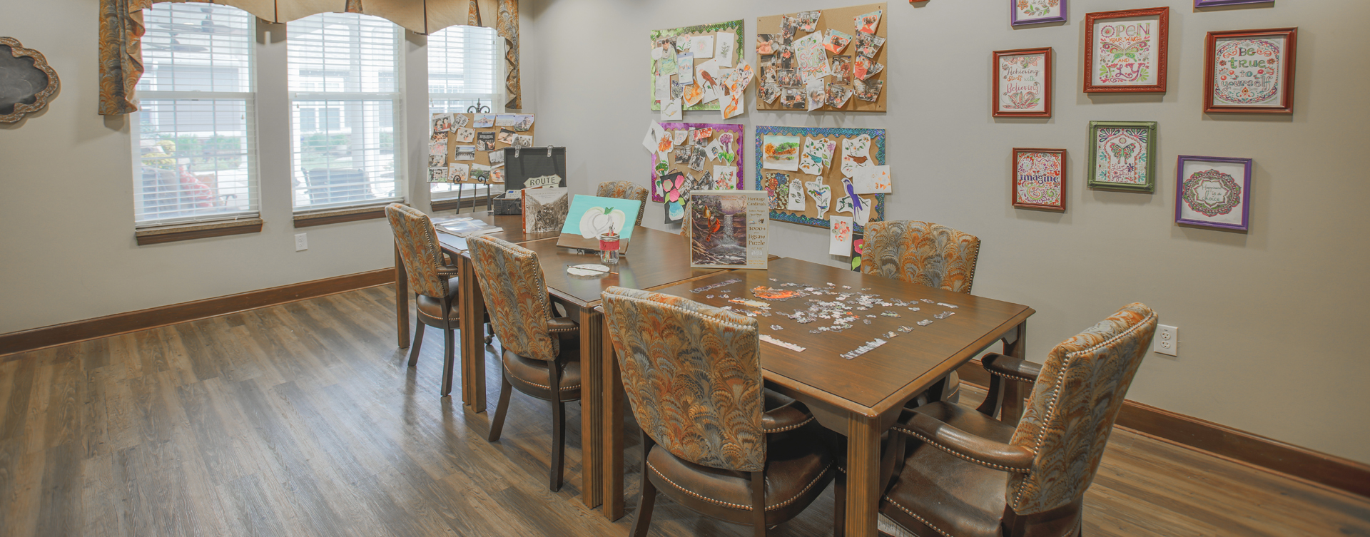 Unleash your creative side in the activity room at Bickford of Carmel