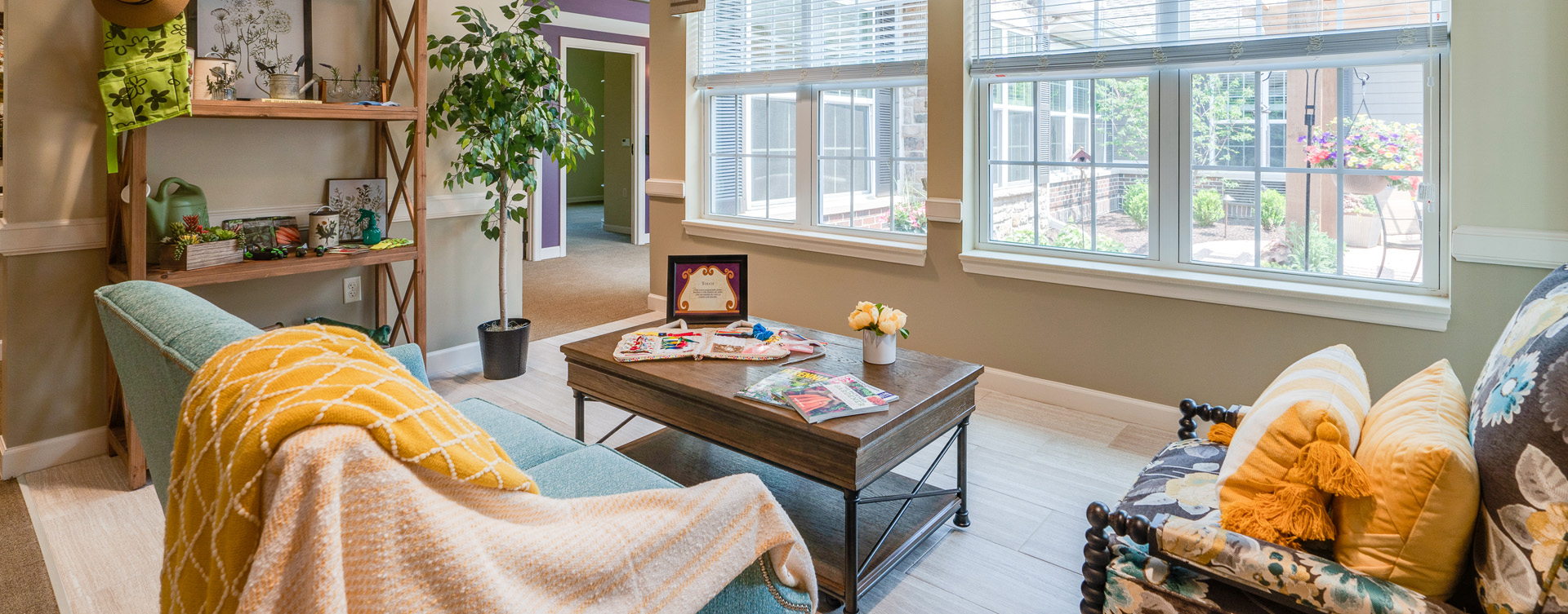 Enjoy the view of the outdoors from the sunroom at Bickford of Chesapeake