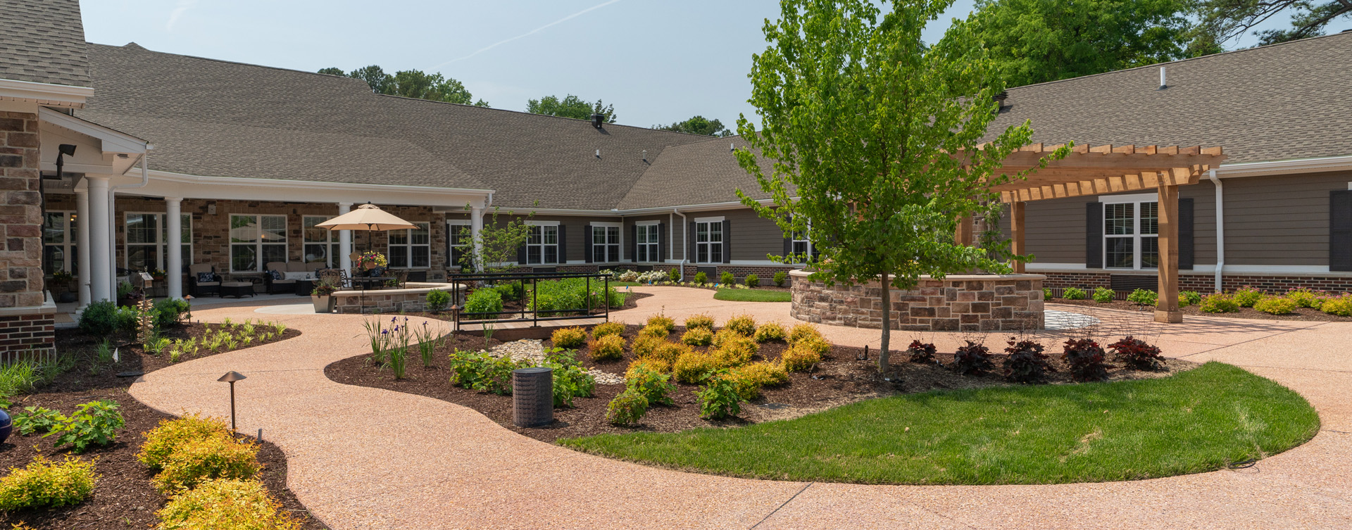 Enjoy the outdoors in a whole new light by stepping into our secure courtyard at Bickford of Chesapeake