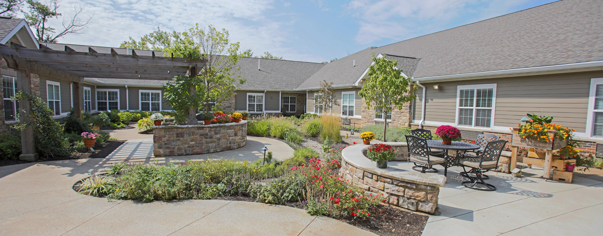 Enjoy bird watching, gardening and barbecuing in our courtyard at Bickford of Crown Point