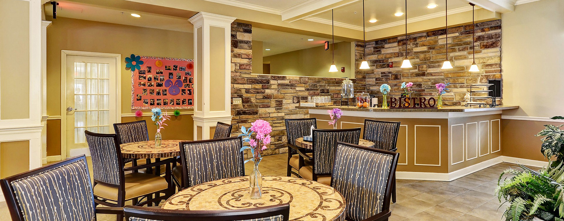 Mingle and converse with old and new friends alike in the bistro at Bickford of Crystal Lake