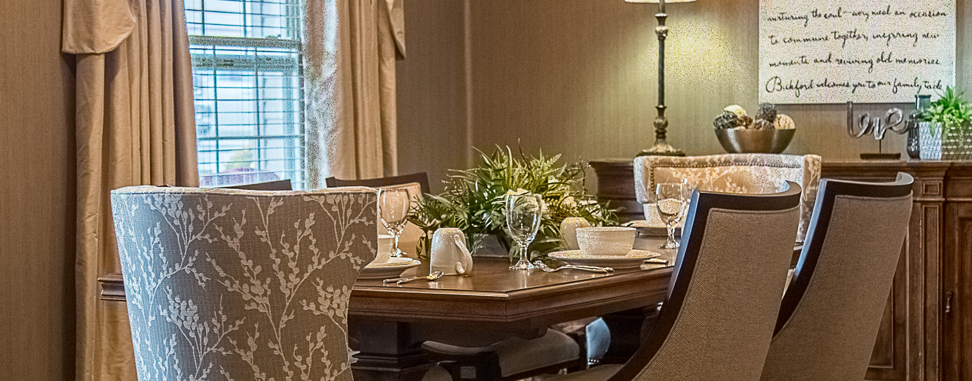 Food is best when shared with family and friends in the private dining room at Bickford of Davenport