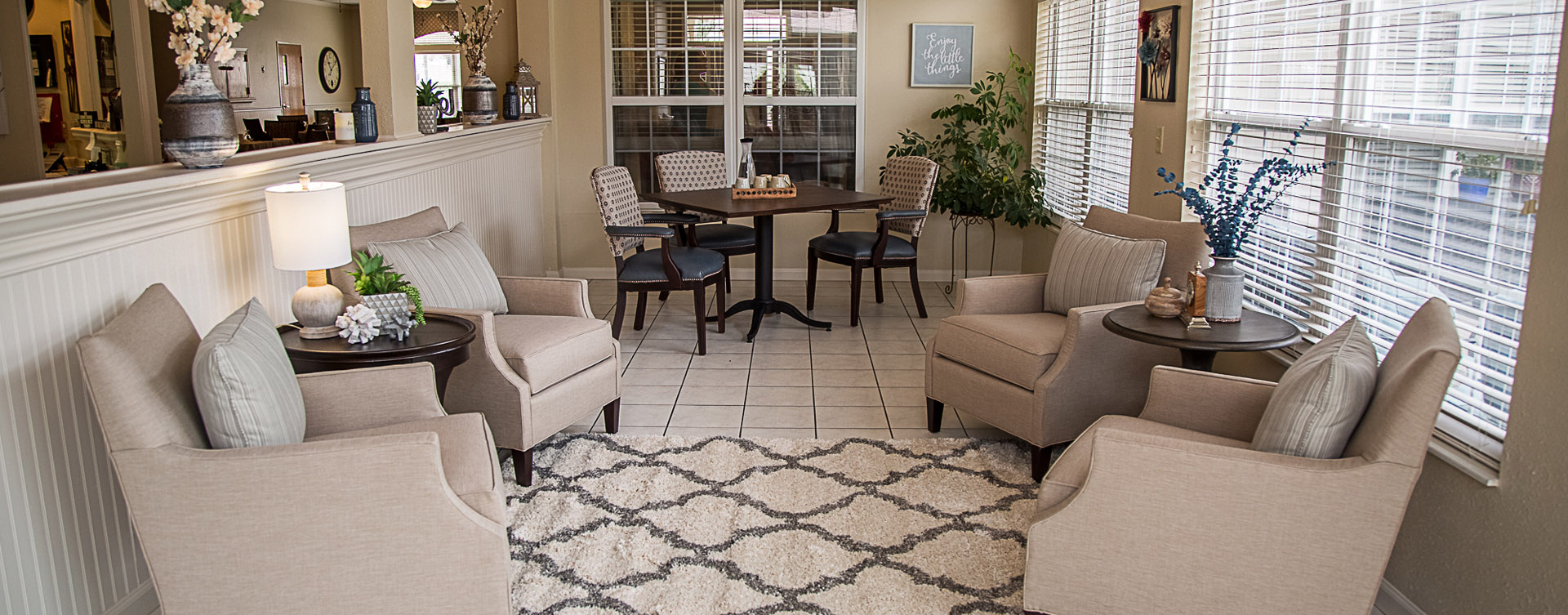 Relax in the warmth of the sunroom at Bickford of Davenport