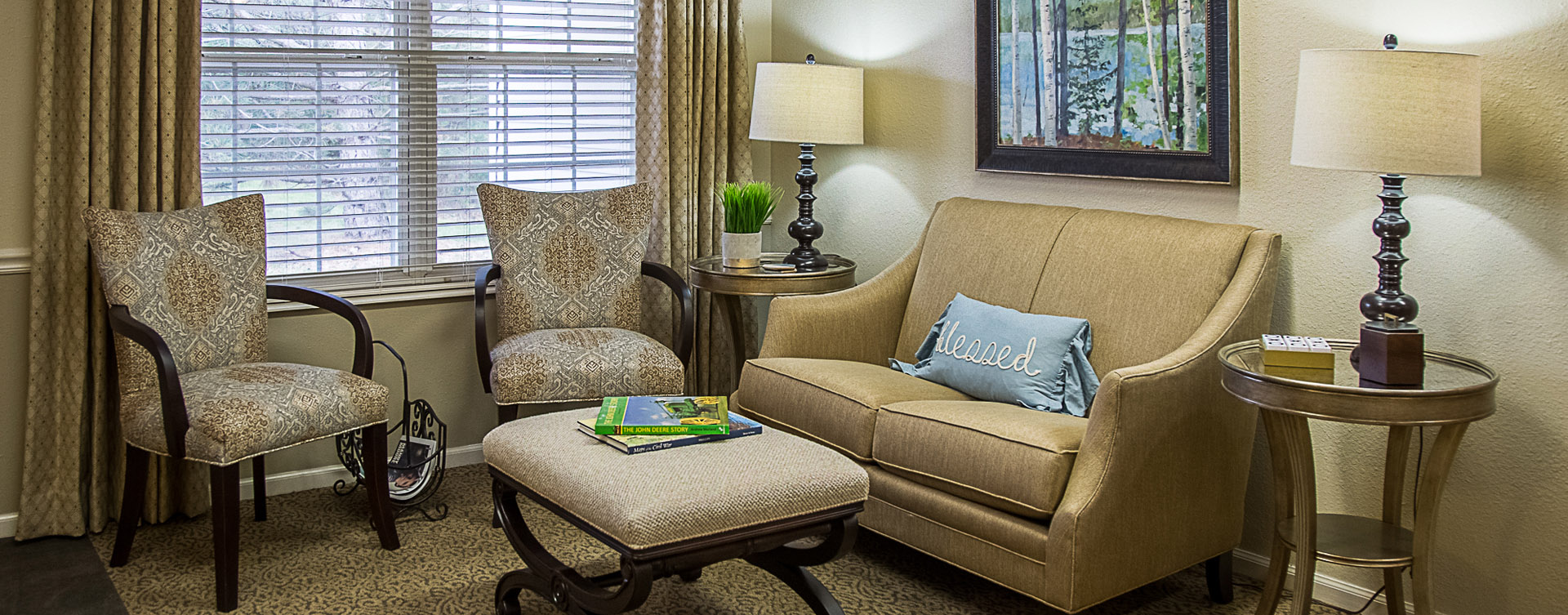 Enjoy a good book in the sitting area at Bickford of Davenport