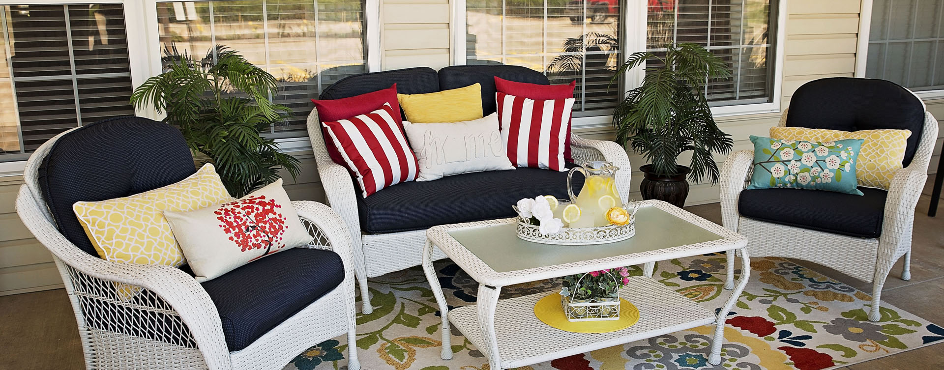 Enjoy conversations with friends on the porch at Bickford of Grand Island