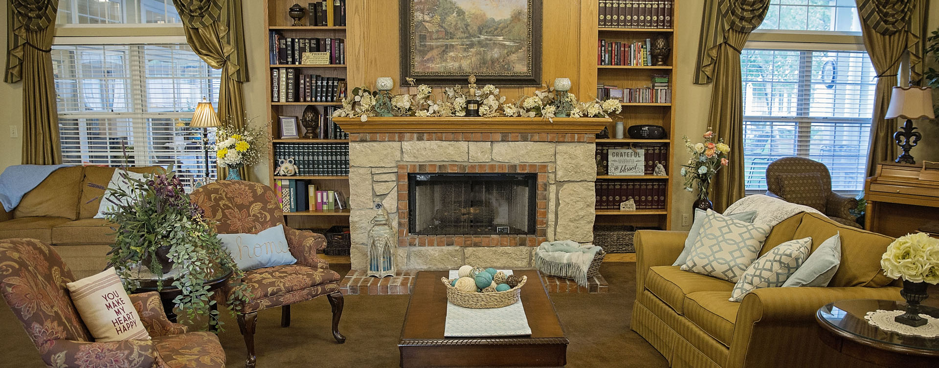 Enjoy a good book in the living room at Bickford of Grand Island