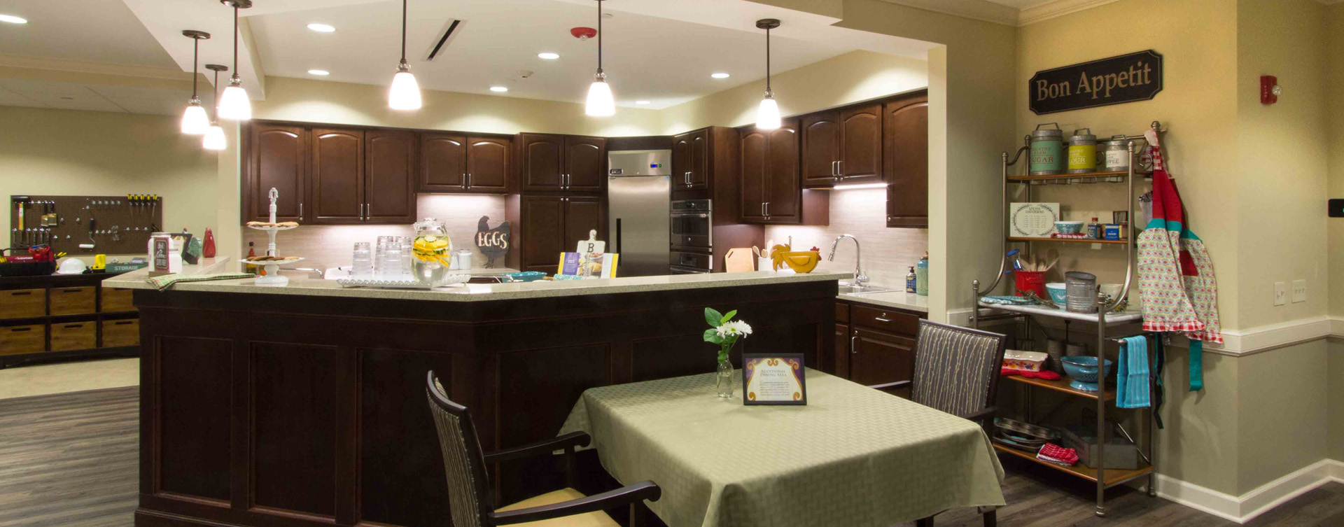 Residents with dementia receive additional assistance with meals in our Mary B’s dining room at Bickford of Gurnee