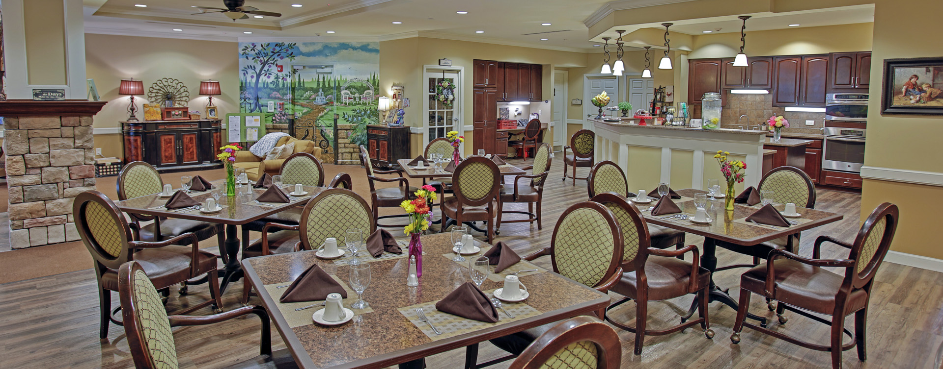 Mary B’s country kitchen helps establish routines, creates activities and triggers a sense of meal time at Bickford of Greenwood