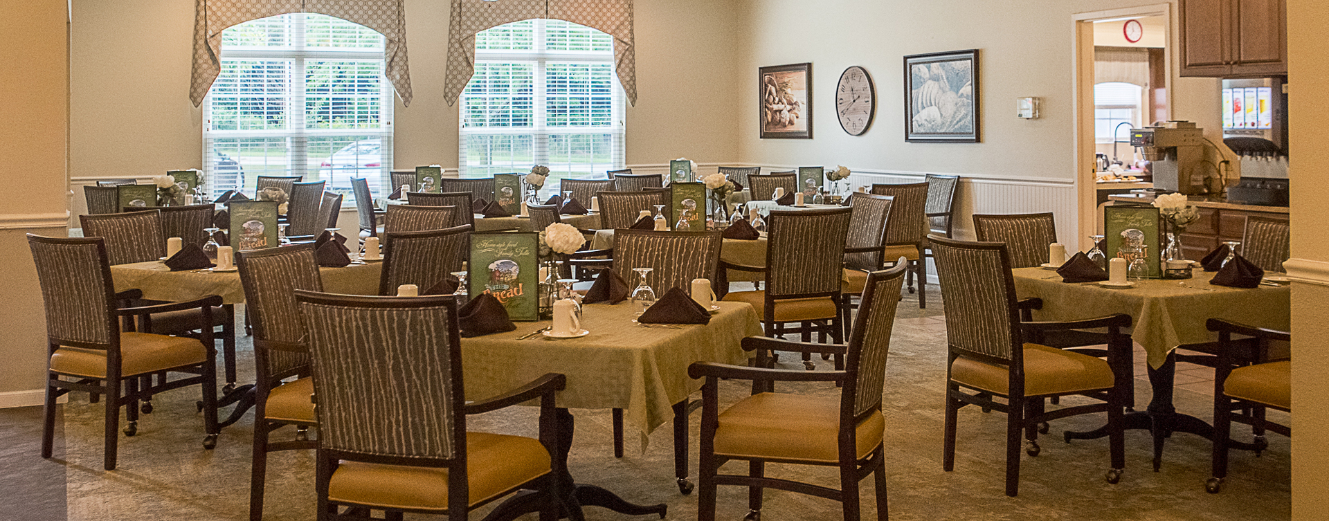Enjoy restaurant -style meals served three times a day in our dining room at Bickford of Iowa City