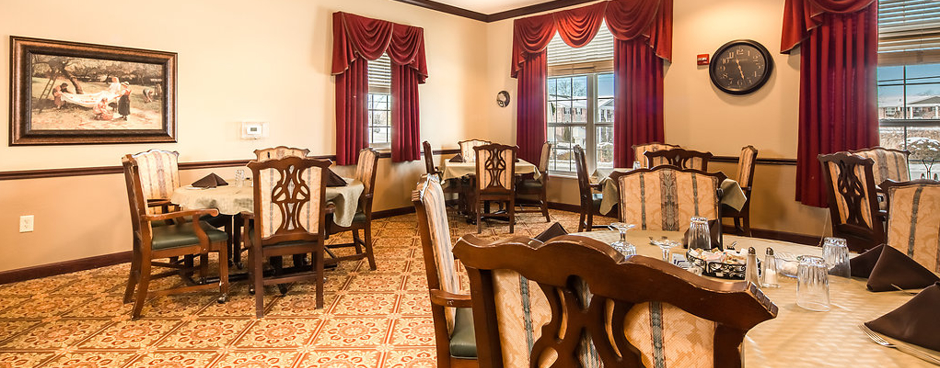 Enjoy restaurant -style meals served three times a day in our dining room at Bickford of Okemos