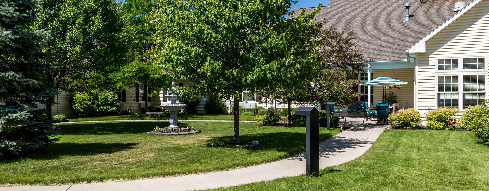 Enjoy the outdoors in a whole new light by stepping into our secure courtyard at Bickford of Okemos