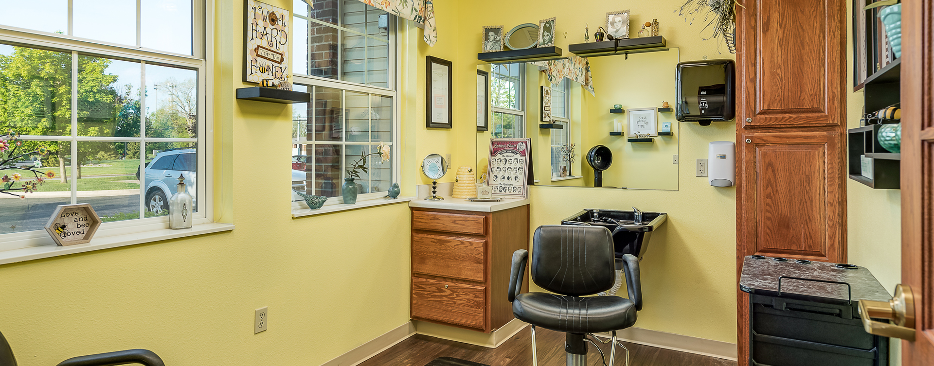 Receive personalized, at-home treatment from our stylist in the salon at Bickford of Midland
