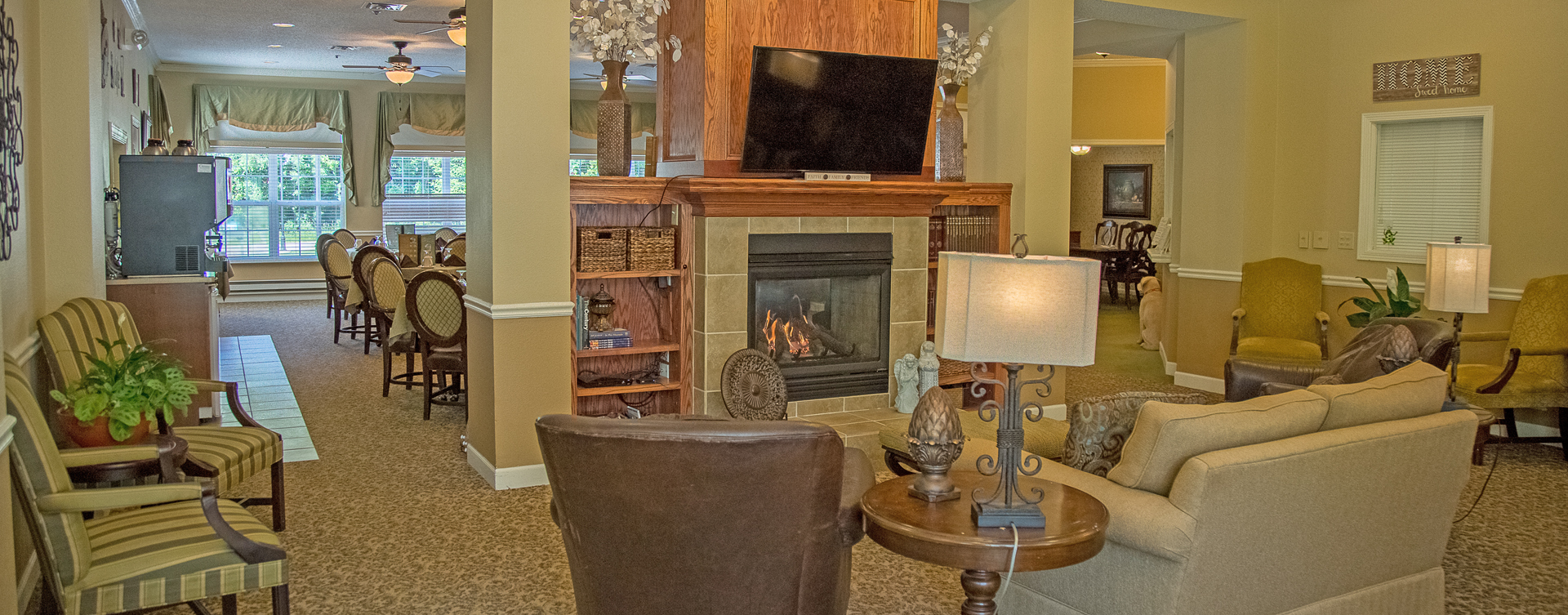 Enjoy a good book in the living room at Bickford of Moline
