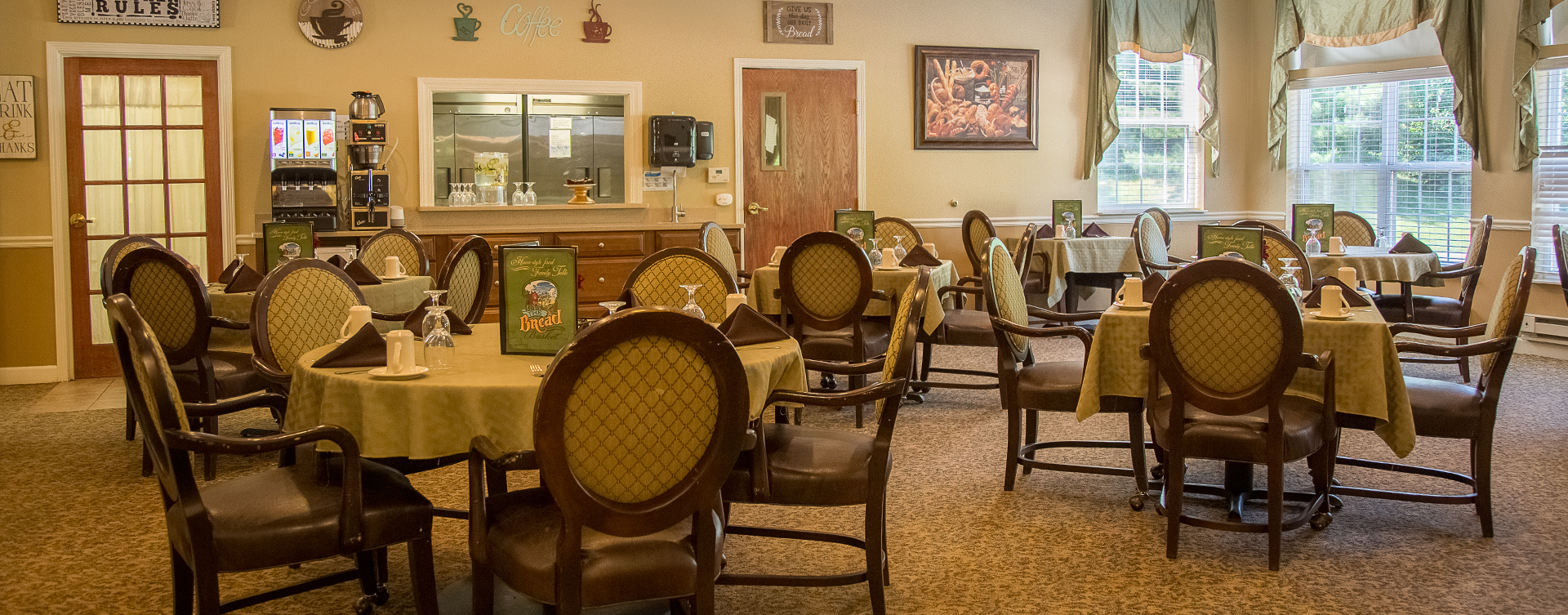 Food is best when shared with friends in the dining room at Bickford of Moline