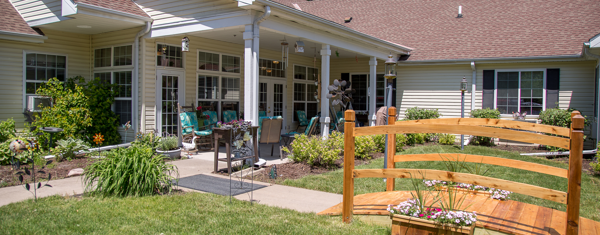 Enjoy the outdoors in a whole new light by stepping into our secure courtyard at Bickford of Moline