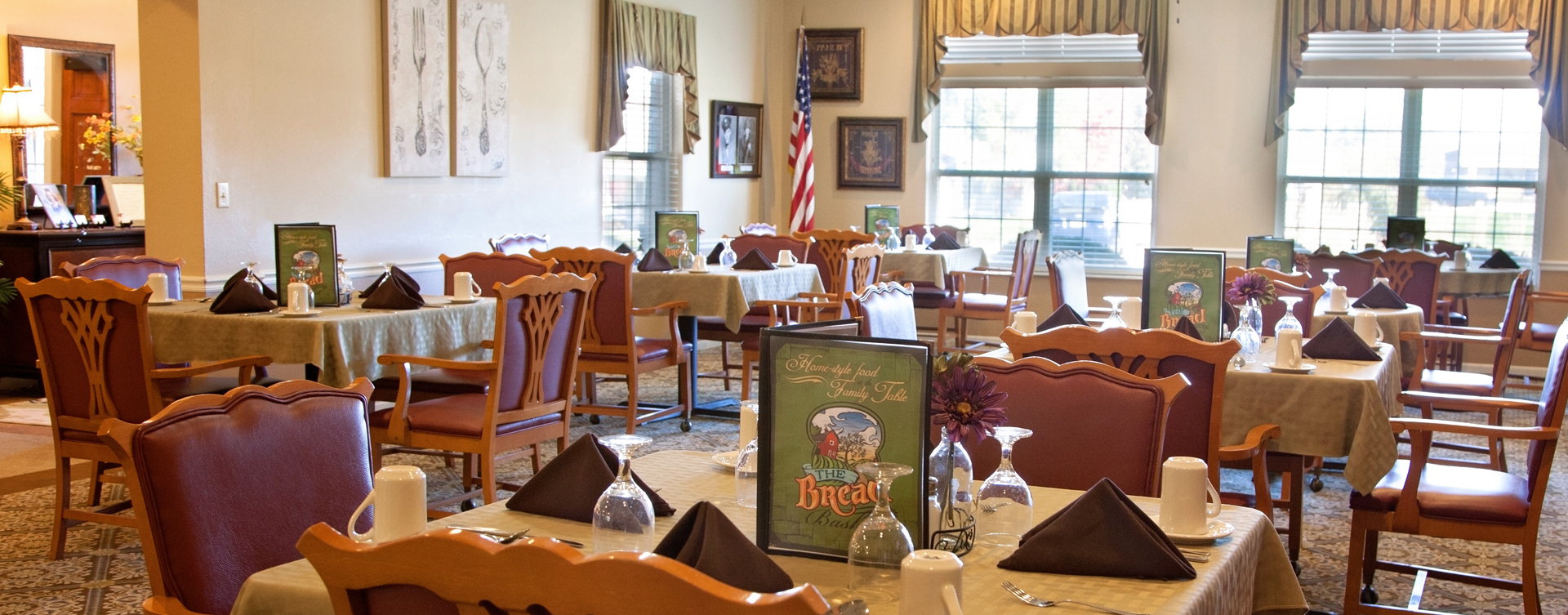Enjoy restaurant -style meals served three times a day in our dining room at Bickford of Marion