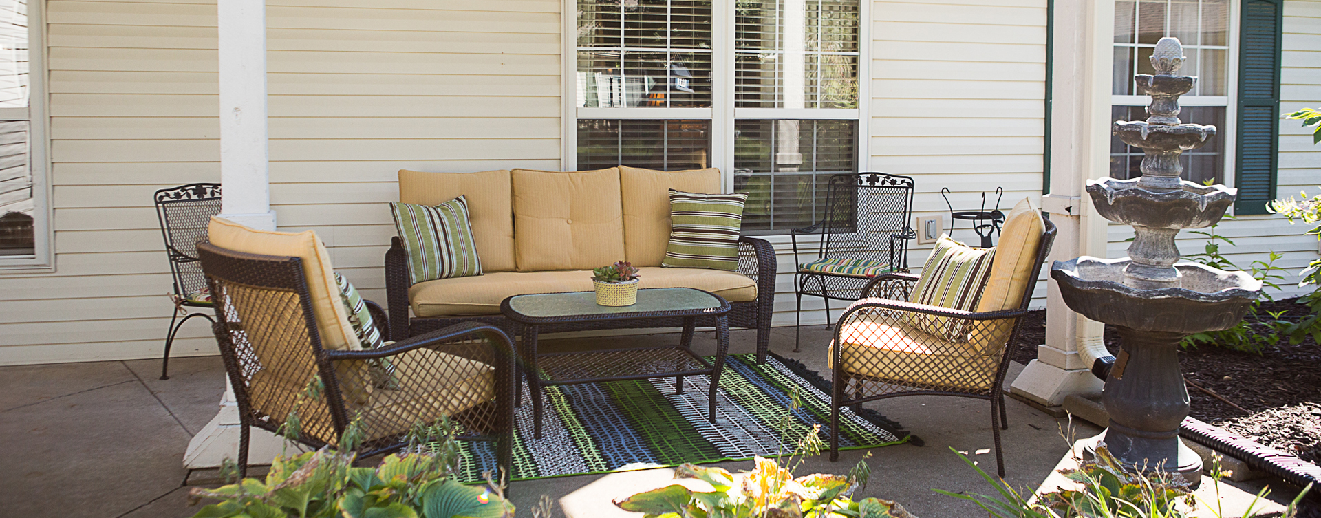 Relax in your favorite chair on the porch at Bickford of Muscatine