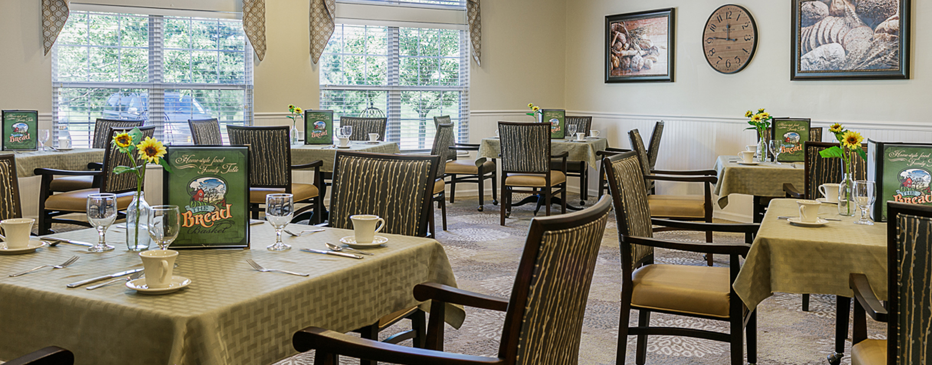 Food is best when shared with friends in the dining room at Bickford of Marshalltown