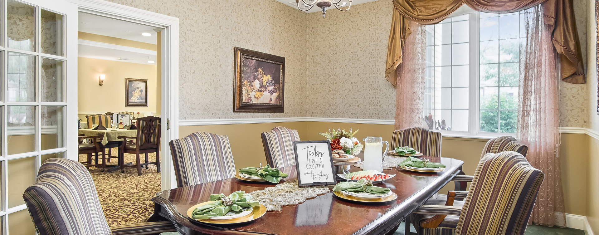 Food is best when shared with family and friends in the private dining room at Bickford of Overland Park