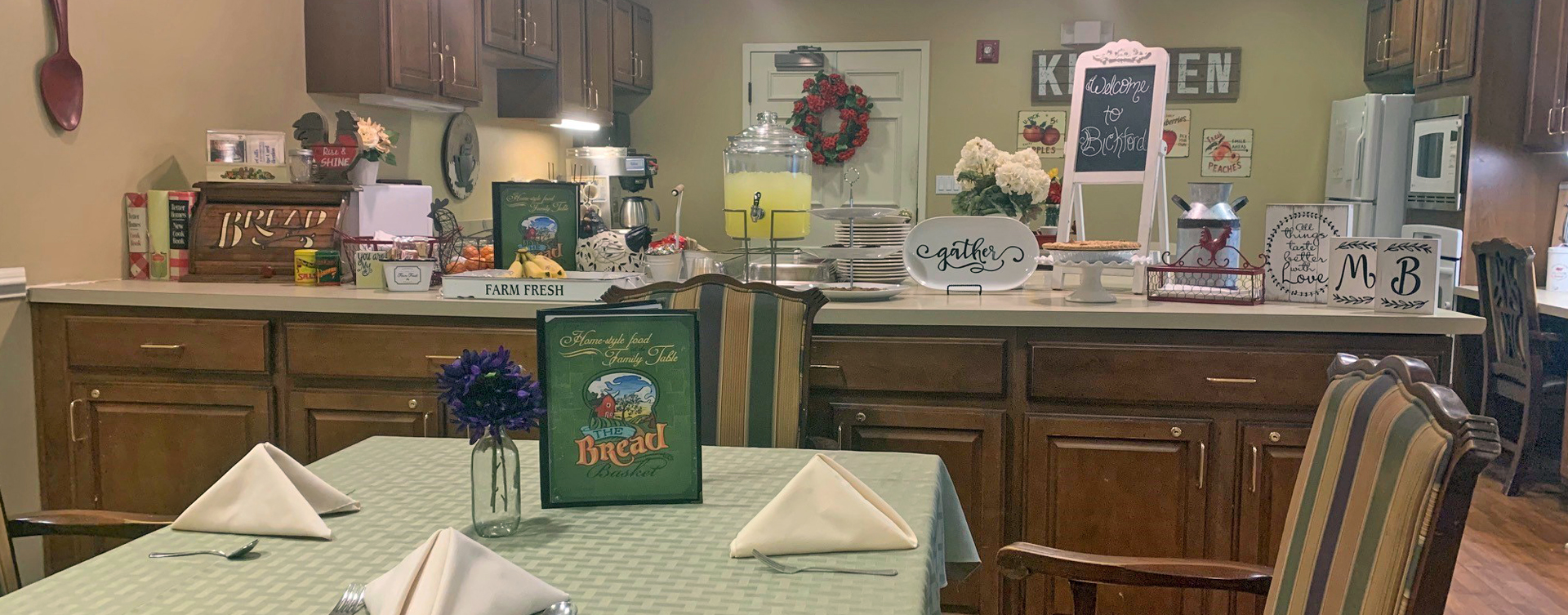 Mary B’s country kitchen helps establish routines, creates activities and triggers a sense of meal time at Bickford of Overland Park