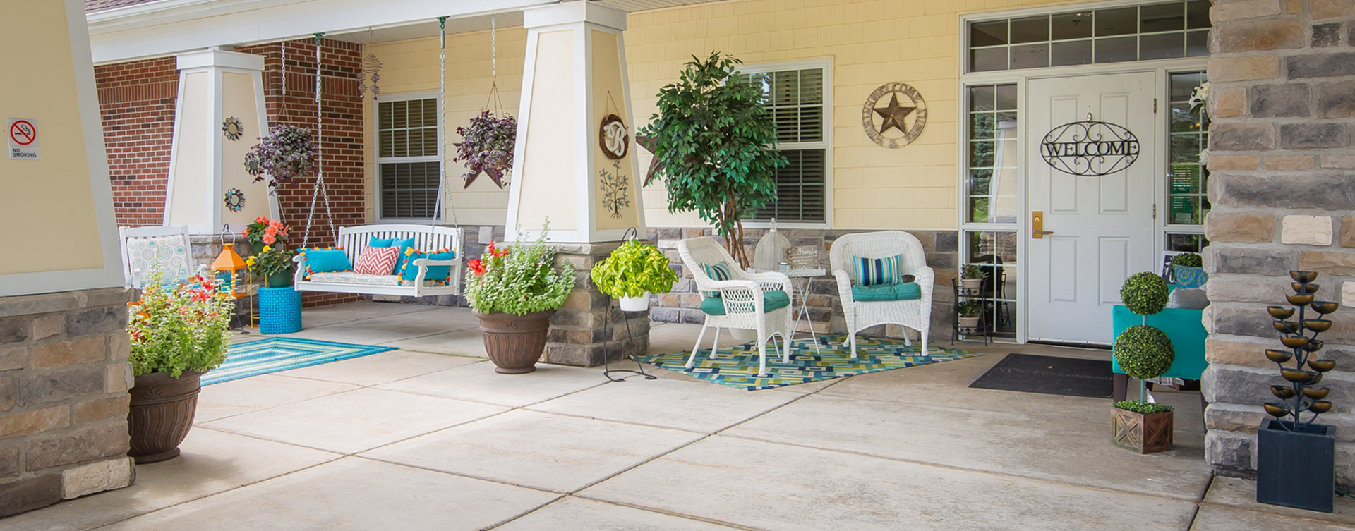 Relax in your favorite chair on the porch at Bickford of Portage