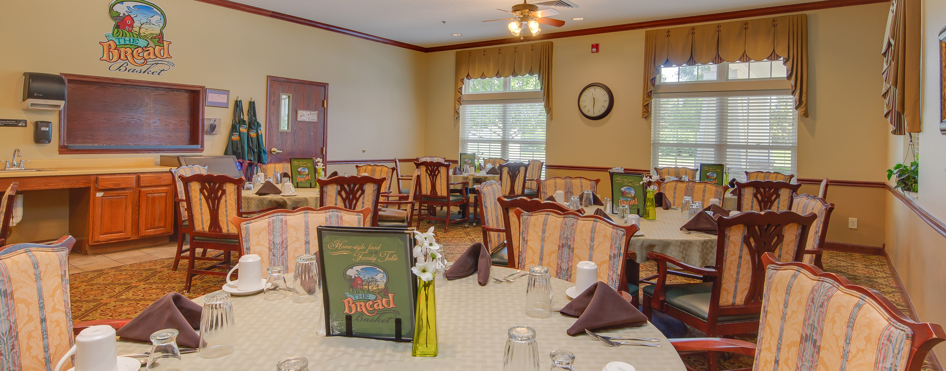 Food is best when shared with friends in the dining room at Bickford of Portage