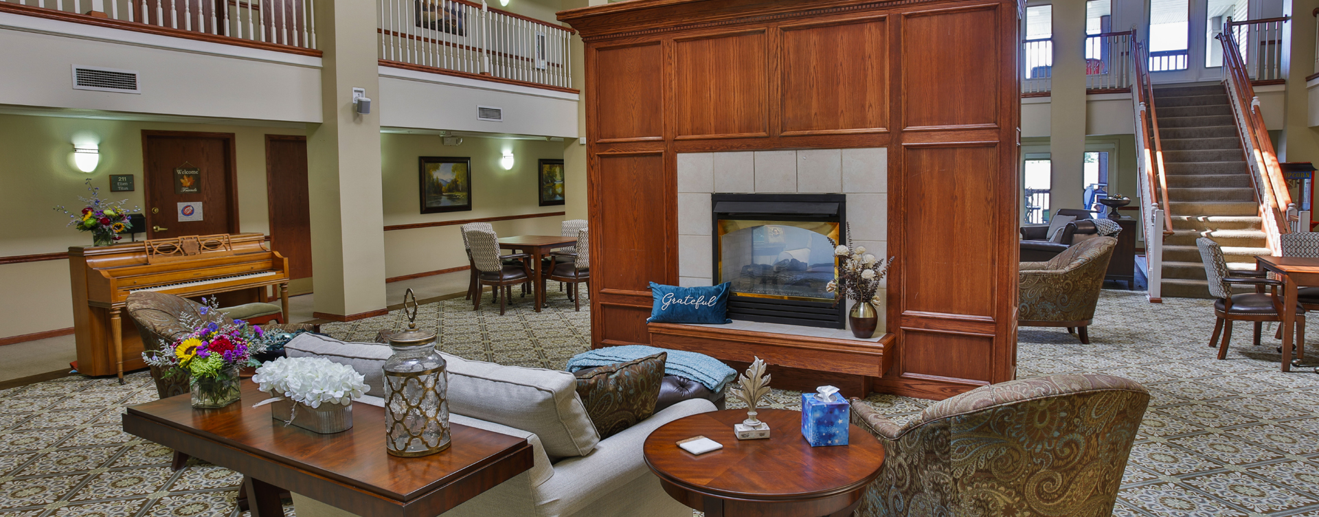 Enjoy a good book in the living room at Bickford of Peoria