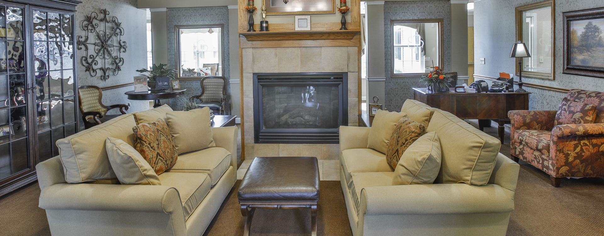 Chairs and sofas sit higher and are easier to get in and out of in the Mary B’s living room at Bickford of Peoria