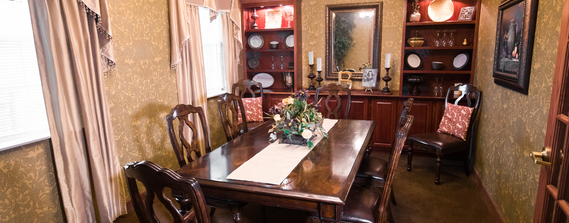 Food is best when shared with family and friends in the private dining room at Bickford of Quincy