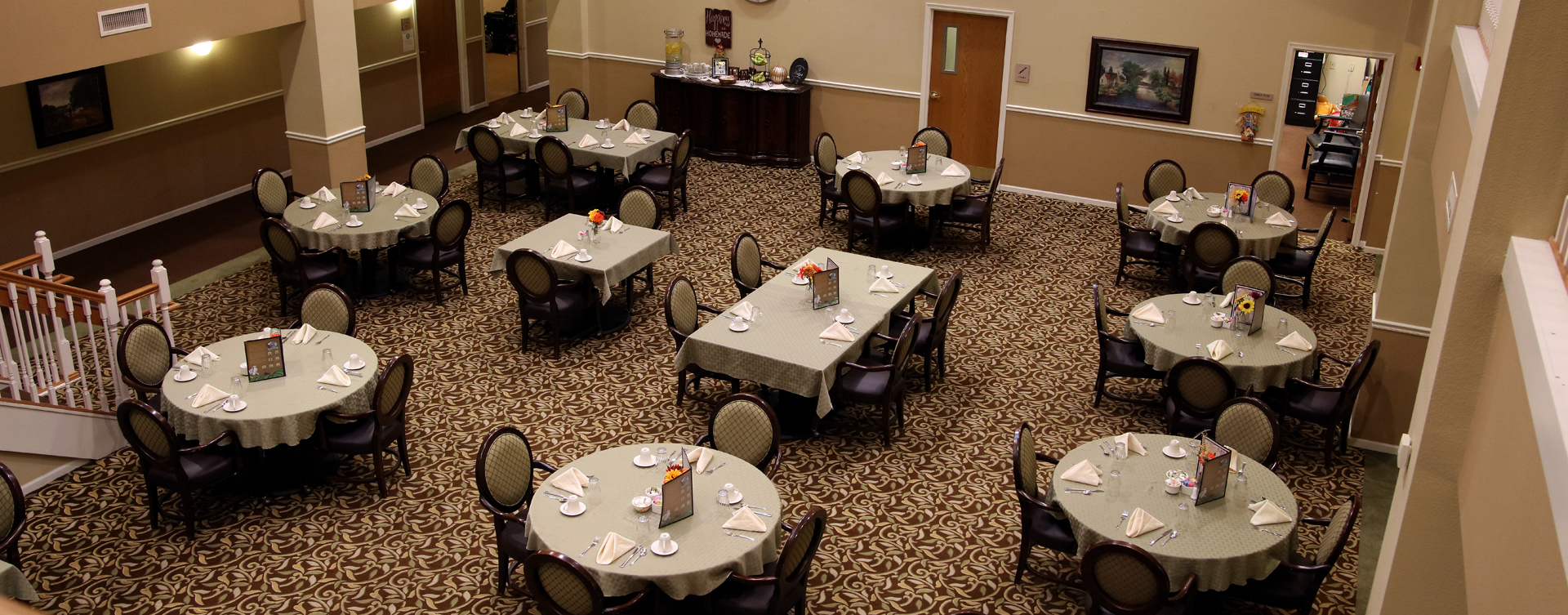 Food is best when shared with friends in the dining room at Bickford of Rockford