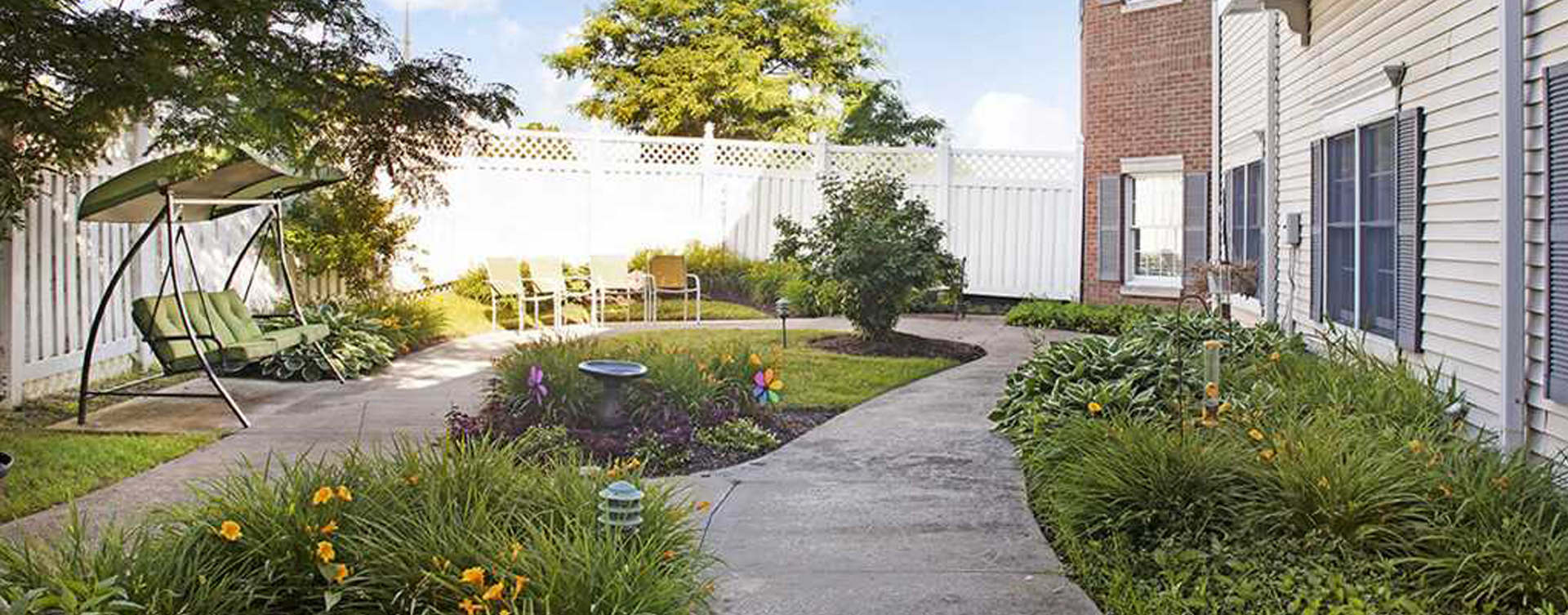 Enjoy bird watching, gardening and barbecuing in our courtyard at Bickford of Rocky River