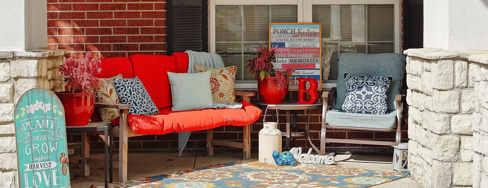 Relax in your favorite chair on the porch at Bickford of Raytown