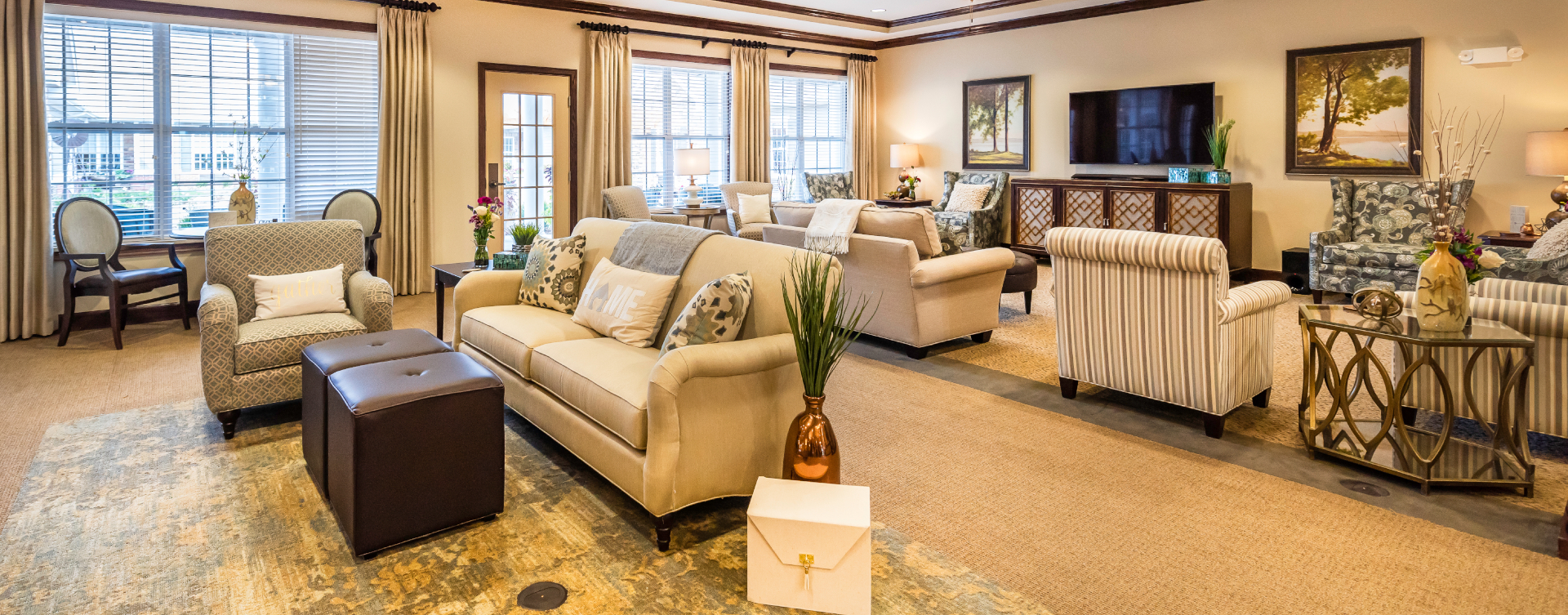 Enjoy a good book in the living room at Bickford of Shelby Township