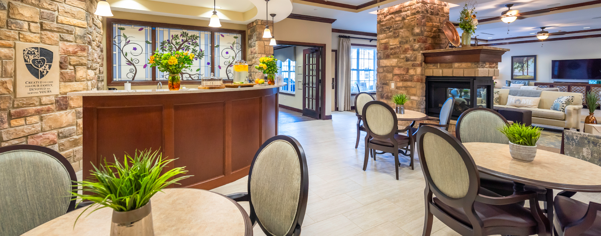 Mingle and converse with old and new friends alike in the bistro at Bickford of Shelby Township