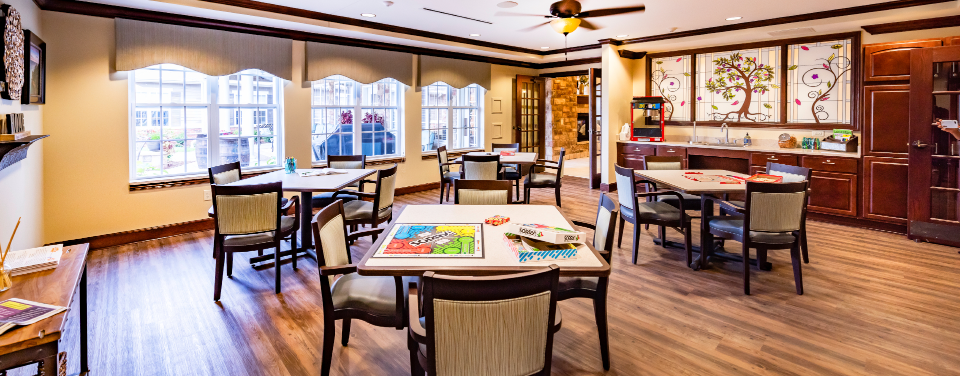 Enjoy a good card game with friends in the activity room at Bickford of Shelby Township